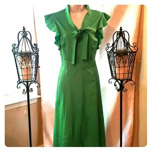 Summer Green Dress with BowTie and pockets